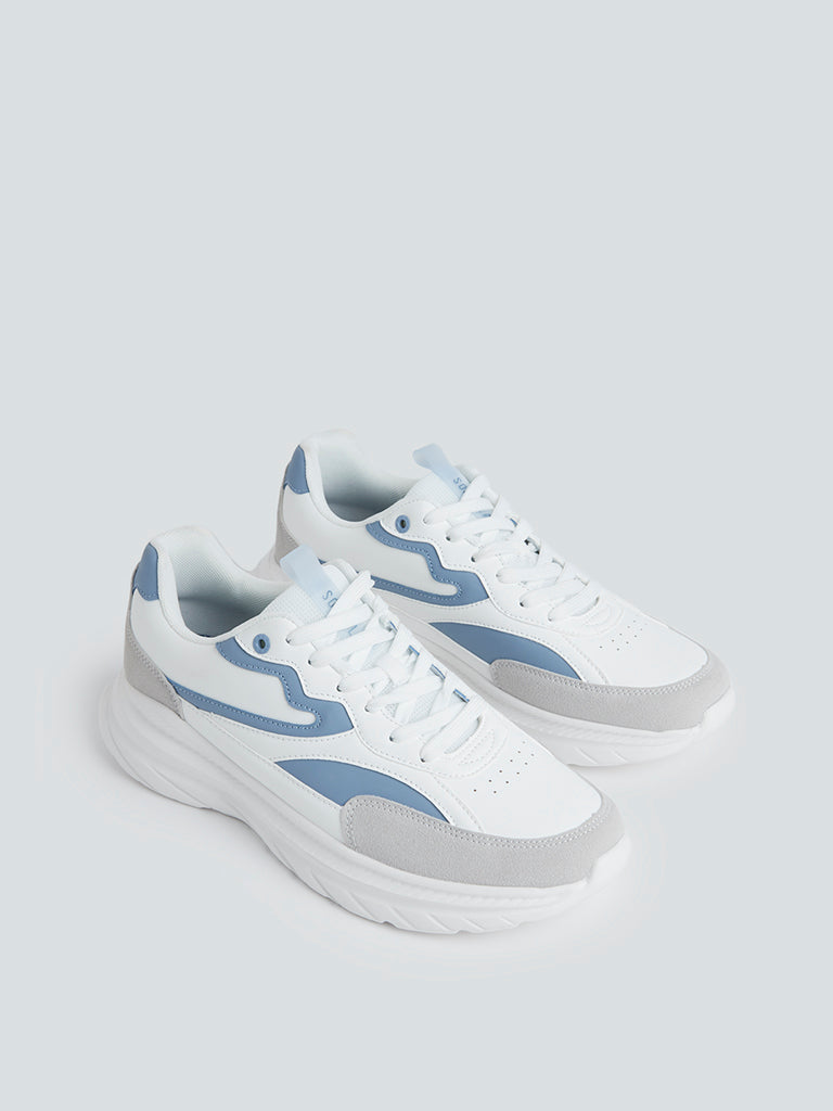 SOLEPLAY White And Blue Chunky Sneakers